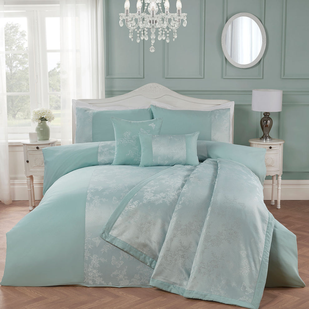 Felicity Duck Egg Luxury Jacquard Duvet Set Julian Charles Home
