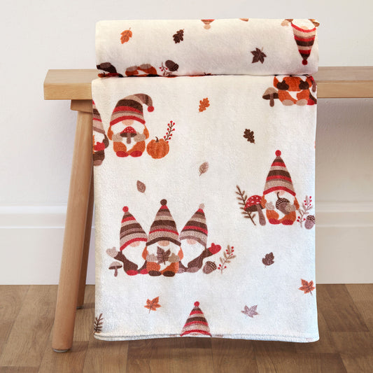 Autumn Gonks Printed Fleece Throw
