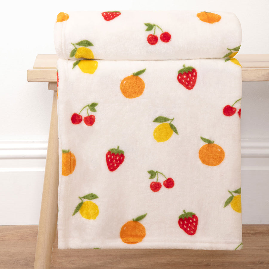 Tutti Frutti Fruit Printed Fleece Throw (130cm x 150cm)