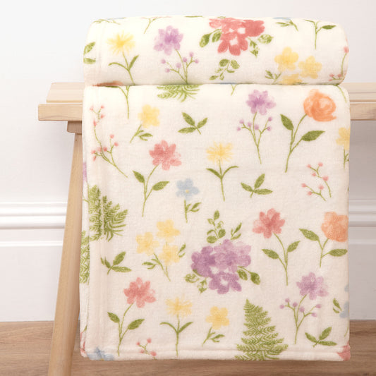 Isobel Floral Printed Fleece Throw (130cm x 150cm)