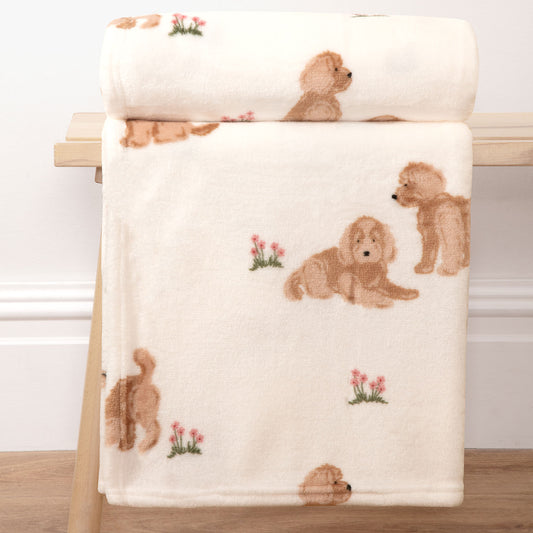 Lucy Cockapoo Printed Fleece Throw (130cm x 150cm)