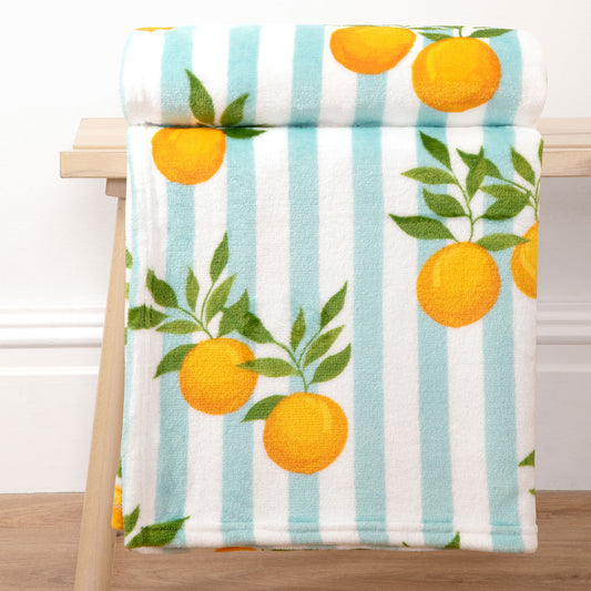 Summer Oranges Printed Fleece Throw (130cm x 150cm)