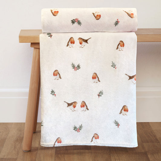 Robin Printed Fleece Throw
