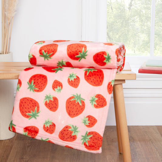 Strawberry Pink Fleece Throw (130cm x 150cm)