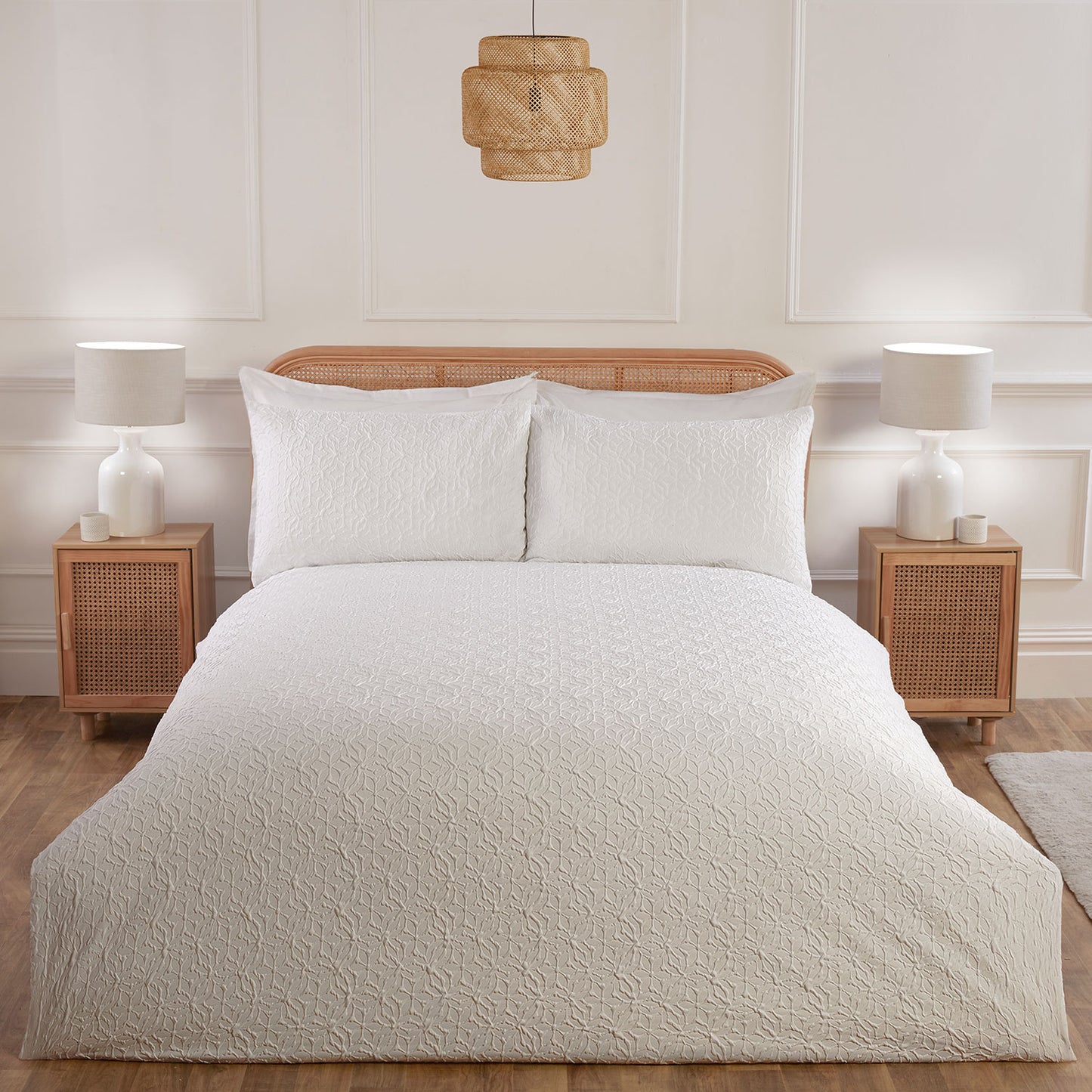 Florrie White Super Soft Textured Duvet Set