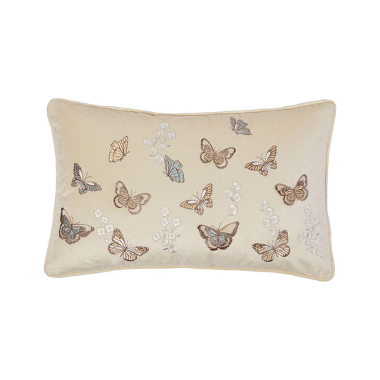 Butterfly Lemon Applique Boudoir Cushion (30cm x 50cm)