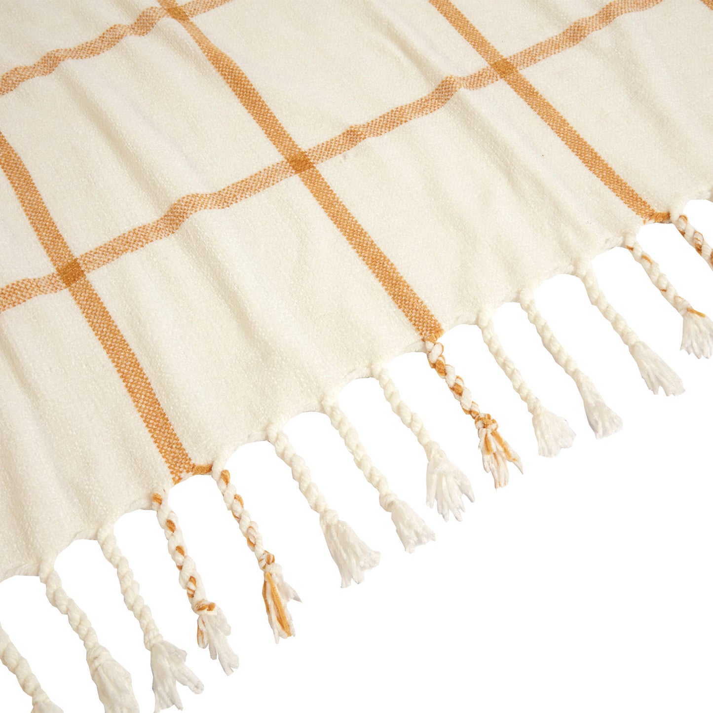 Freya Ochre Chenille Check Throw (130cm x 180cm)