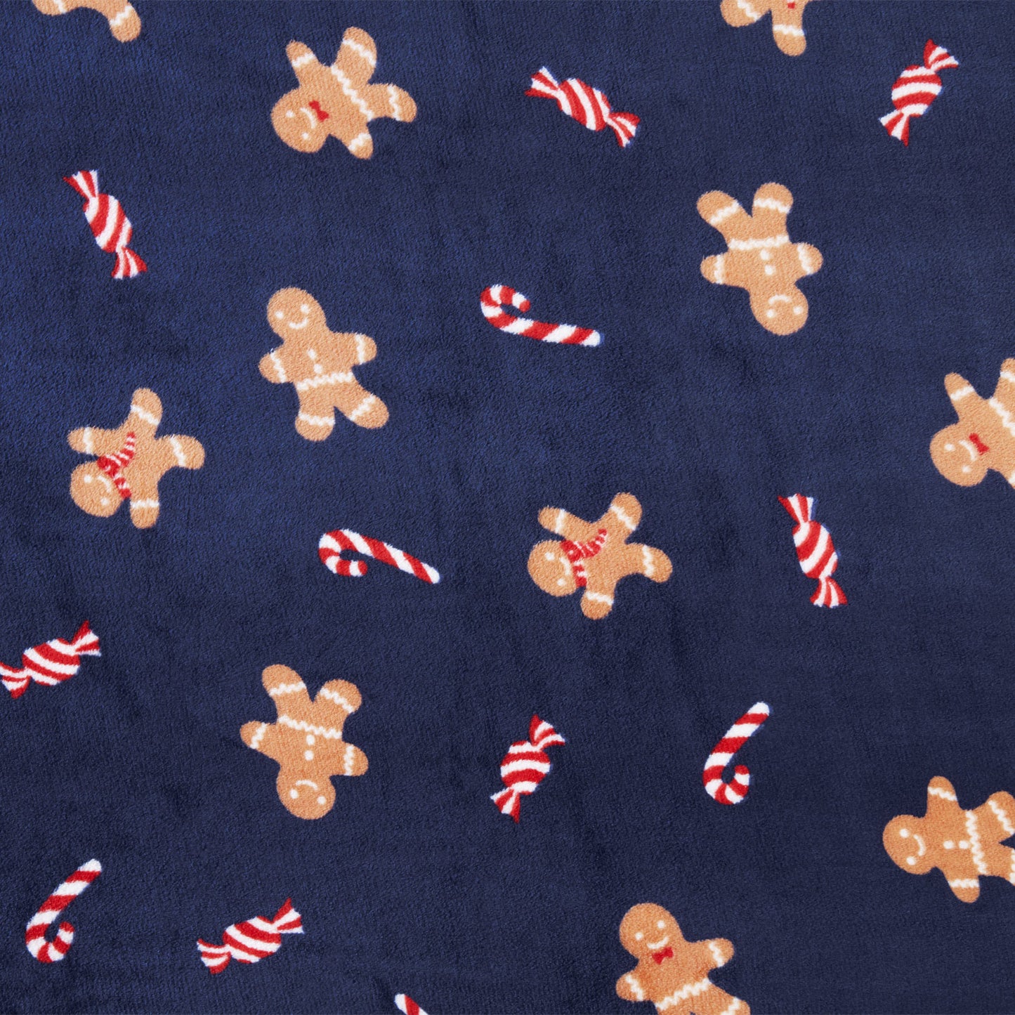 Gingerbread Men Printed Navy Fleece Throw (130cm x 150cm)