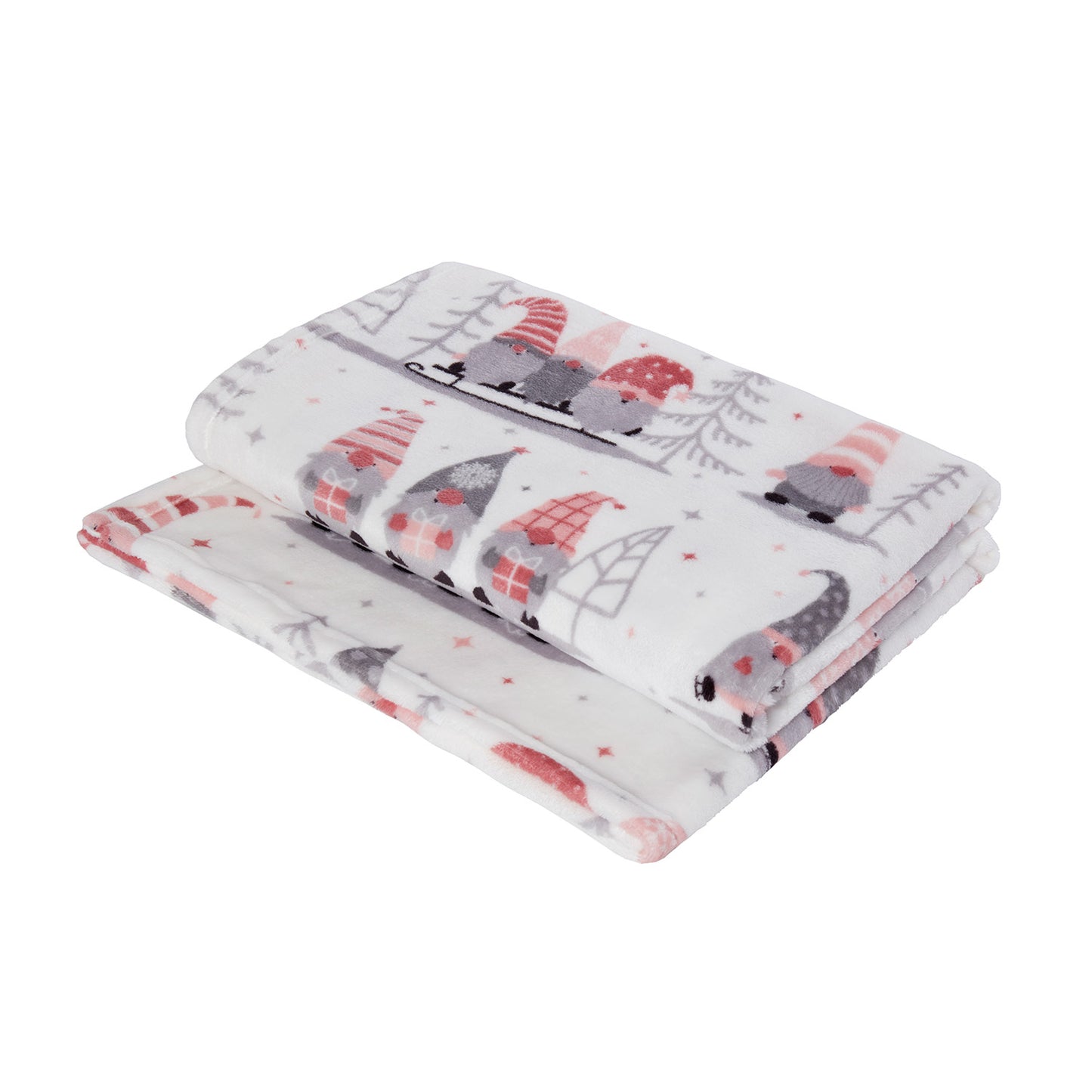 Gonk Friends Pink Printed Christmas Fleece Throw (130cm x 150cm)