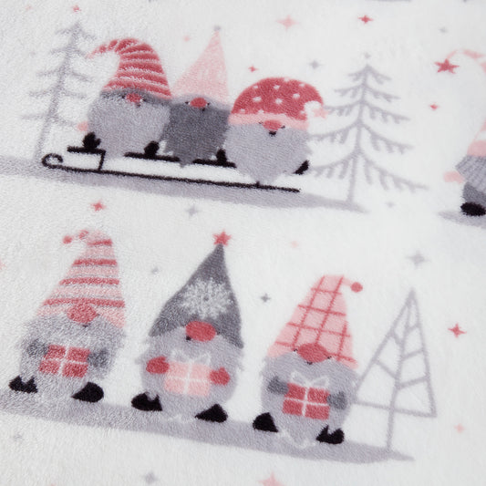 Gonk Friends Pink Printed Christmas Fleece Throw (130cm x 150cm)