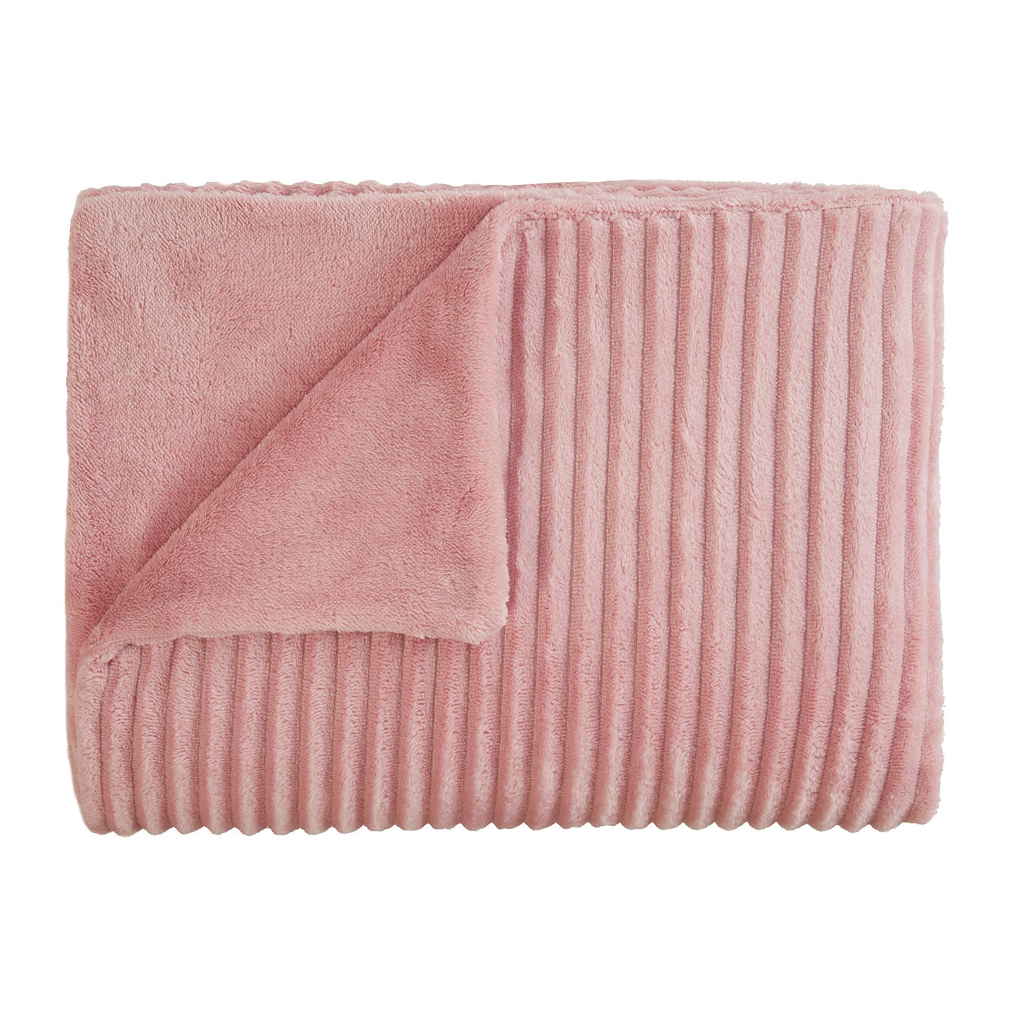 Brooklyn Blush Chunky Ribbed Fleece Throw (130cm x 180cm)