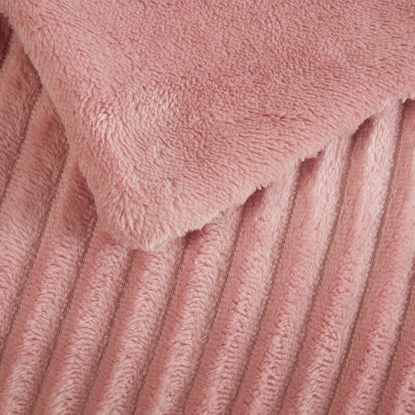 Harper Blush Pink Chunky Ribbed Fleece Throw