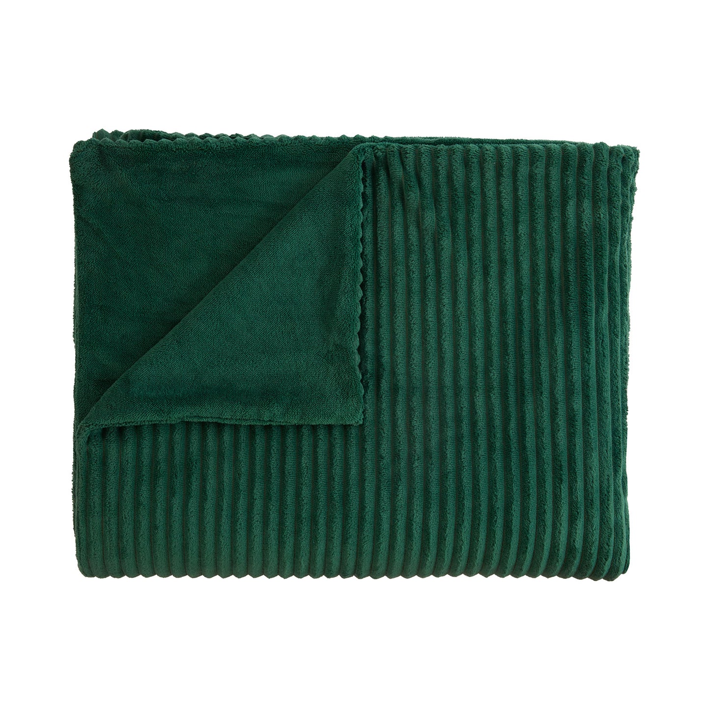 Harper Emerald Green Chunky Ribbed Fleece Throw