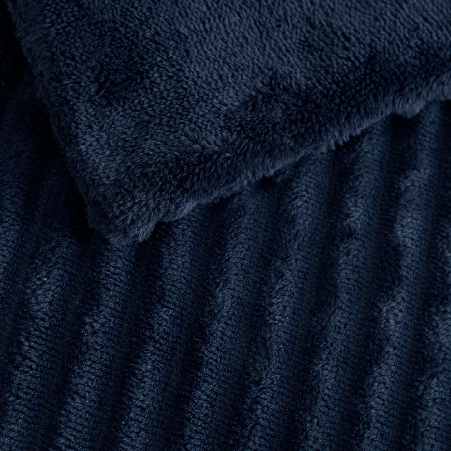 Harper Navy Blue Chunky Ribbed Fleece Throw