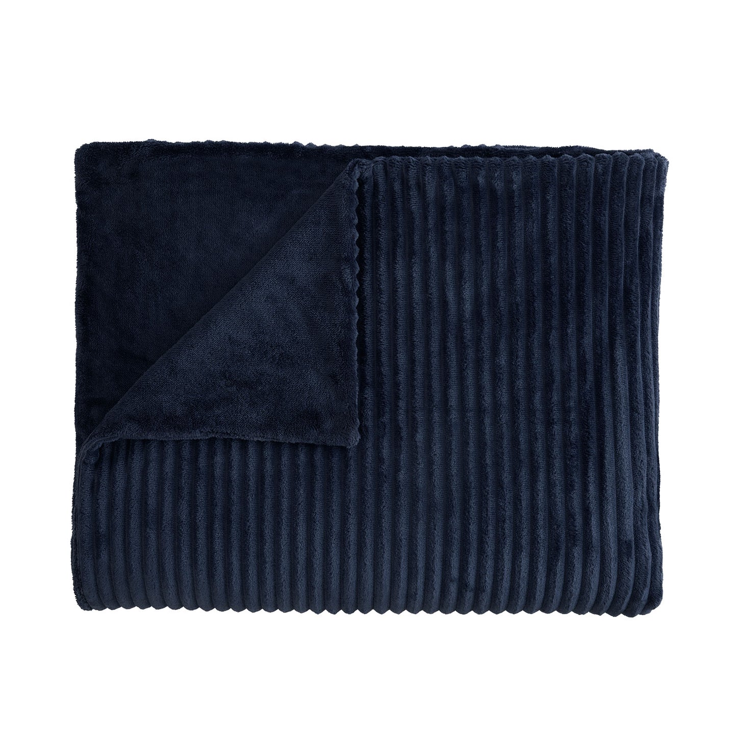 Harper Navy Blue Chunky Ribbed Fleece Throw