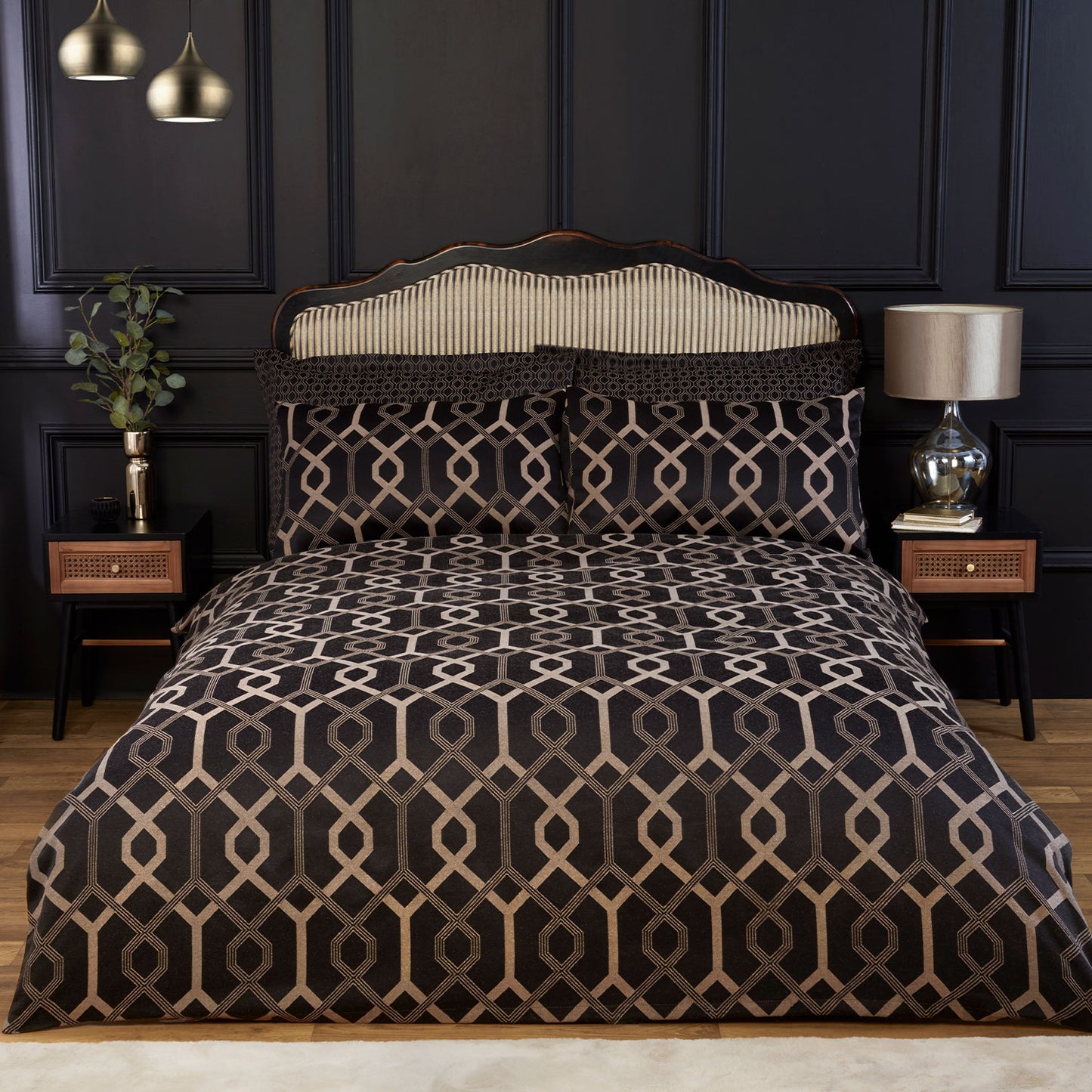 Harrison Black Geo Jacquard Duvet Cover
