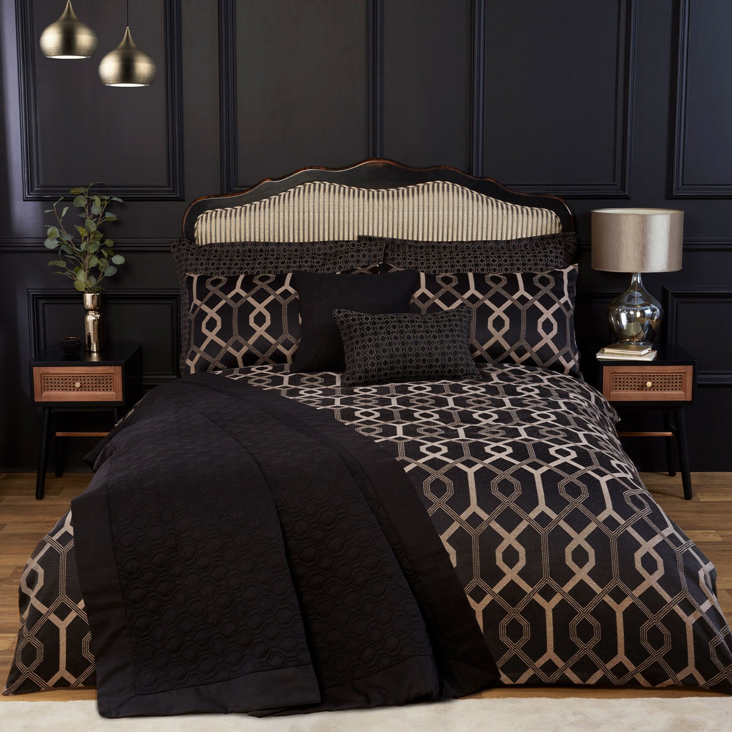 Harrison Black Geo Jacquard Duvet Cover