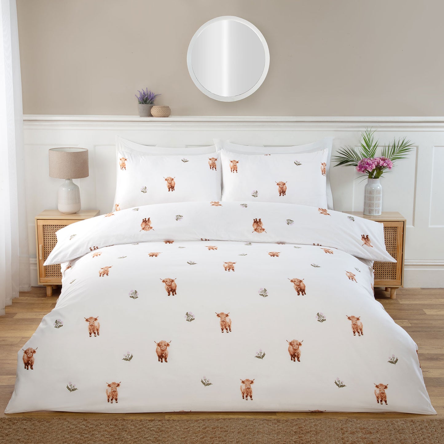 Hattie Highland Cow Bedding, Cushion & Throw Bundle In A Bag