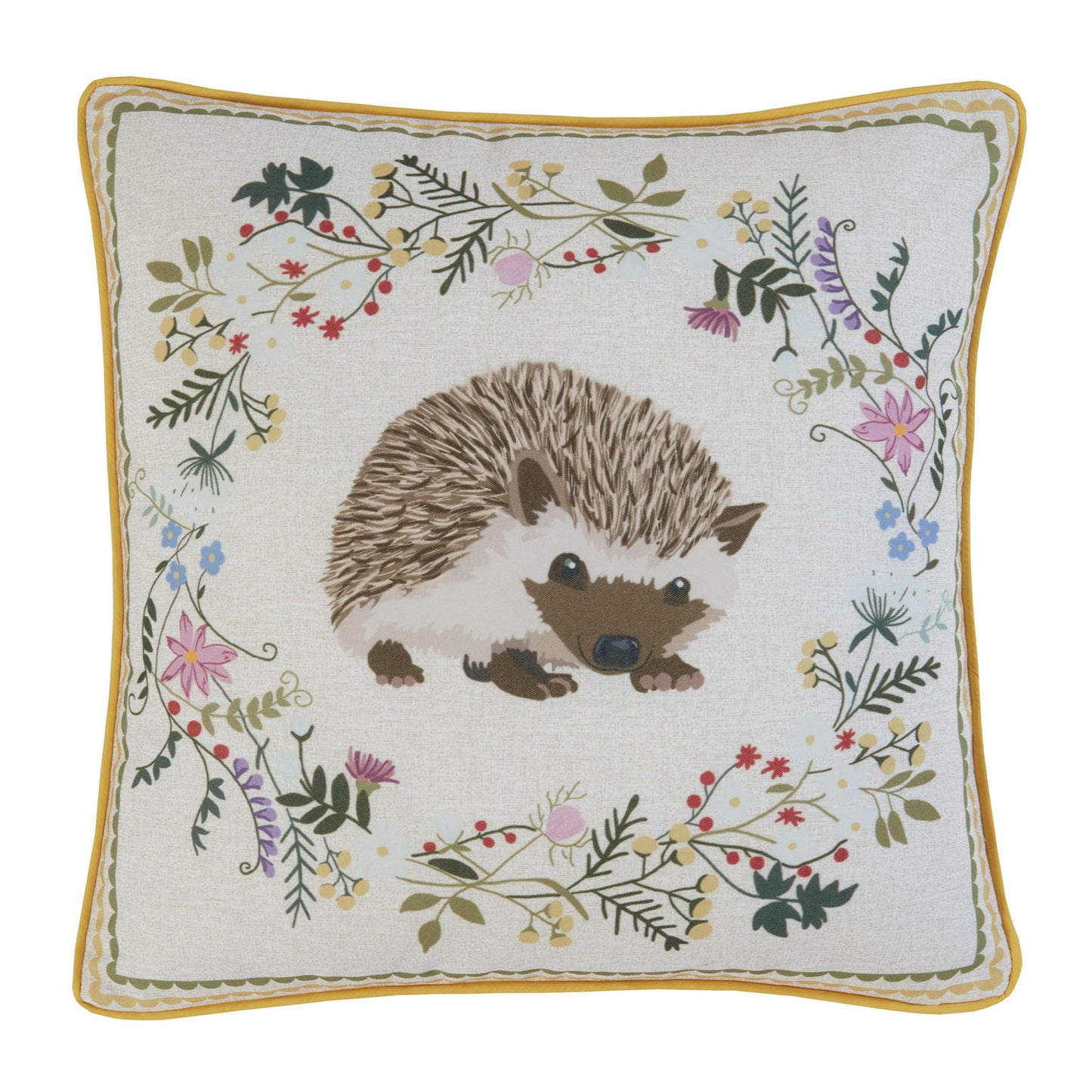 Hatty Hedgehog Print Canvas Cushion (43cm x 43cm)