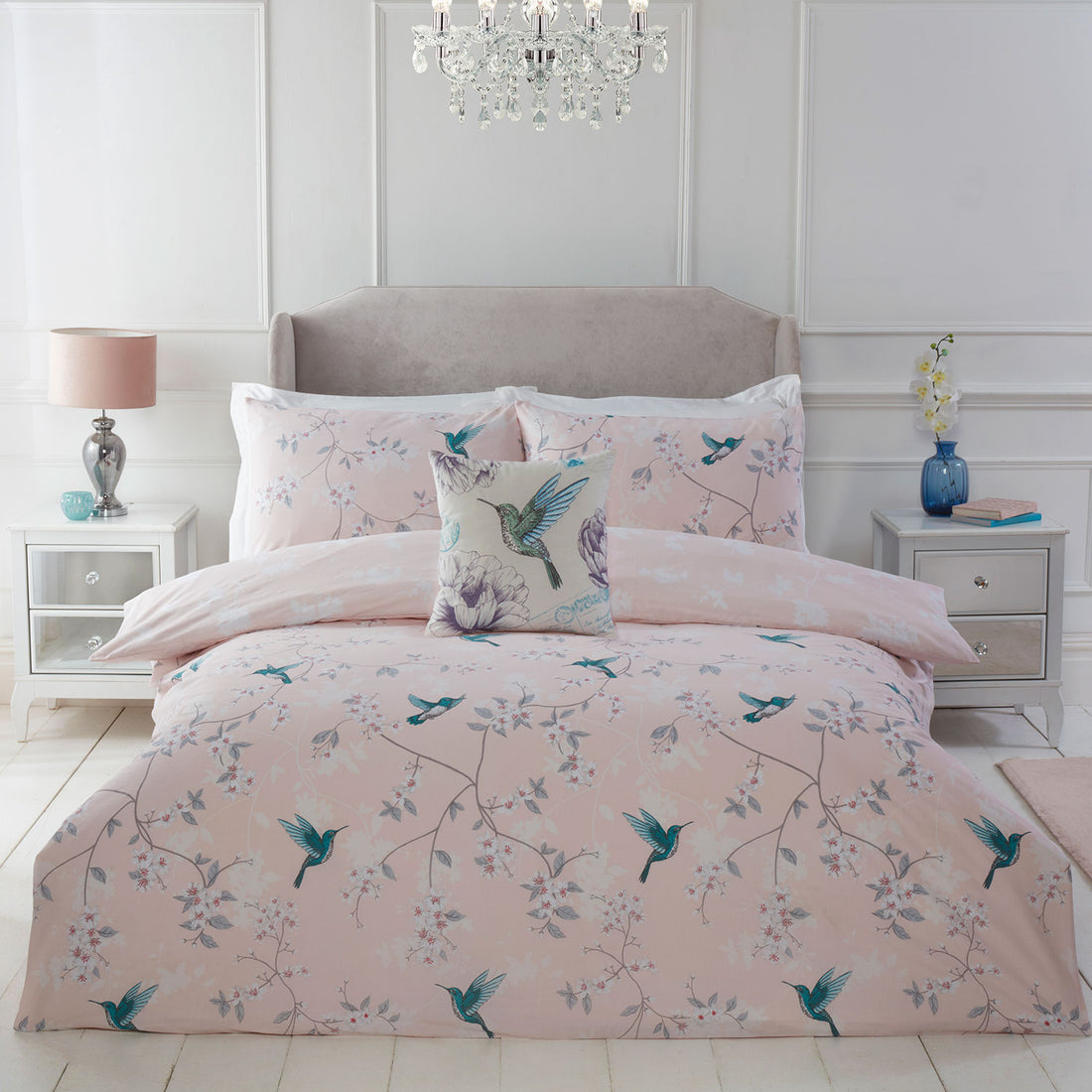 Blossom Bird Blush Pink Duvet Set Julian Charles Home