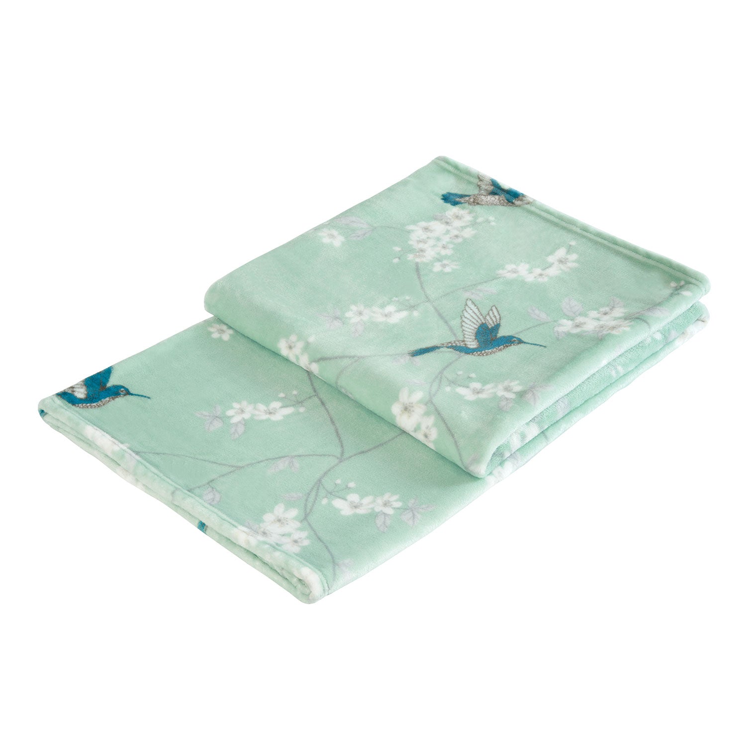 Hummingbird Green Printed Fleece Throw (130cm x 150cm) Julian Charles
