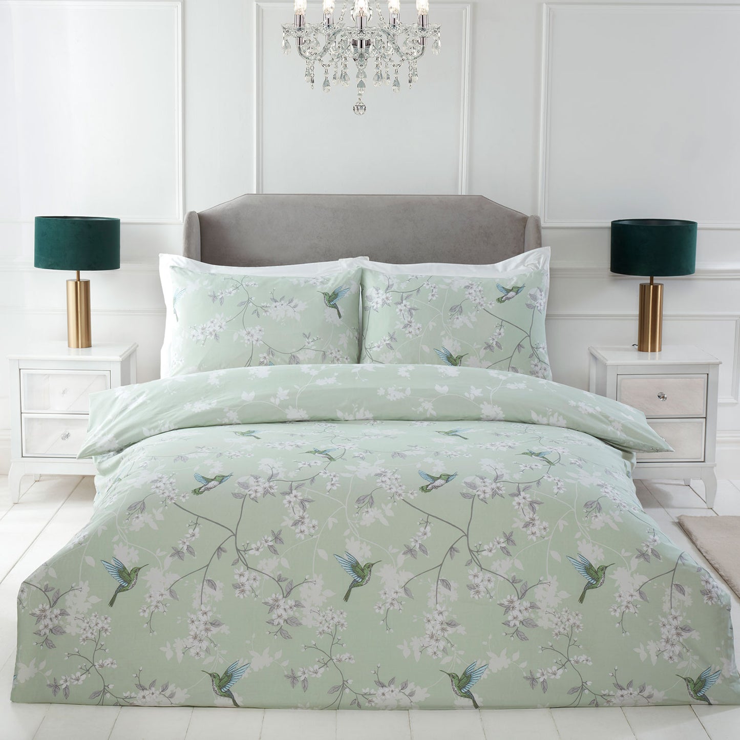 Blossom Bird Green Duvet Set