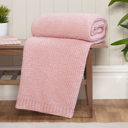 Kara Blush Knitted Throw (130cm x 180cm)