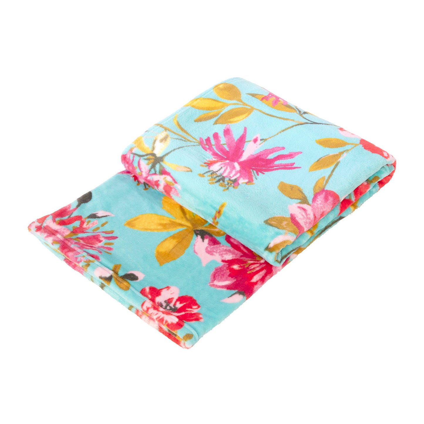 Lara Aqua Printed Fleece Throw (130cm x 150cm)