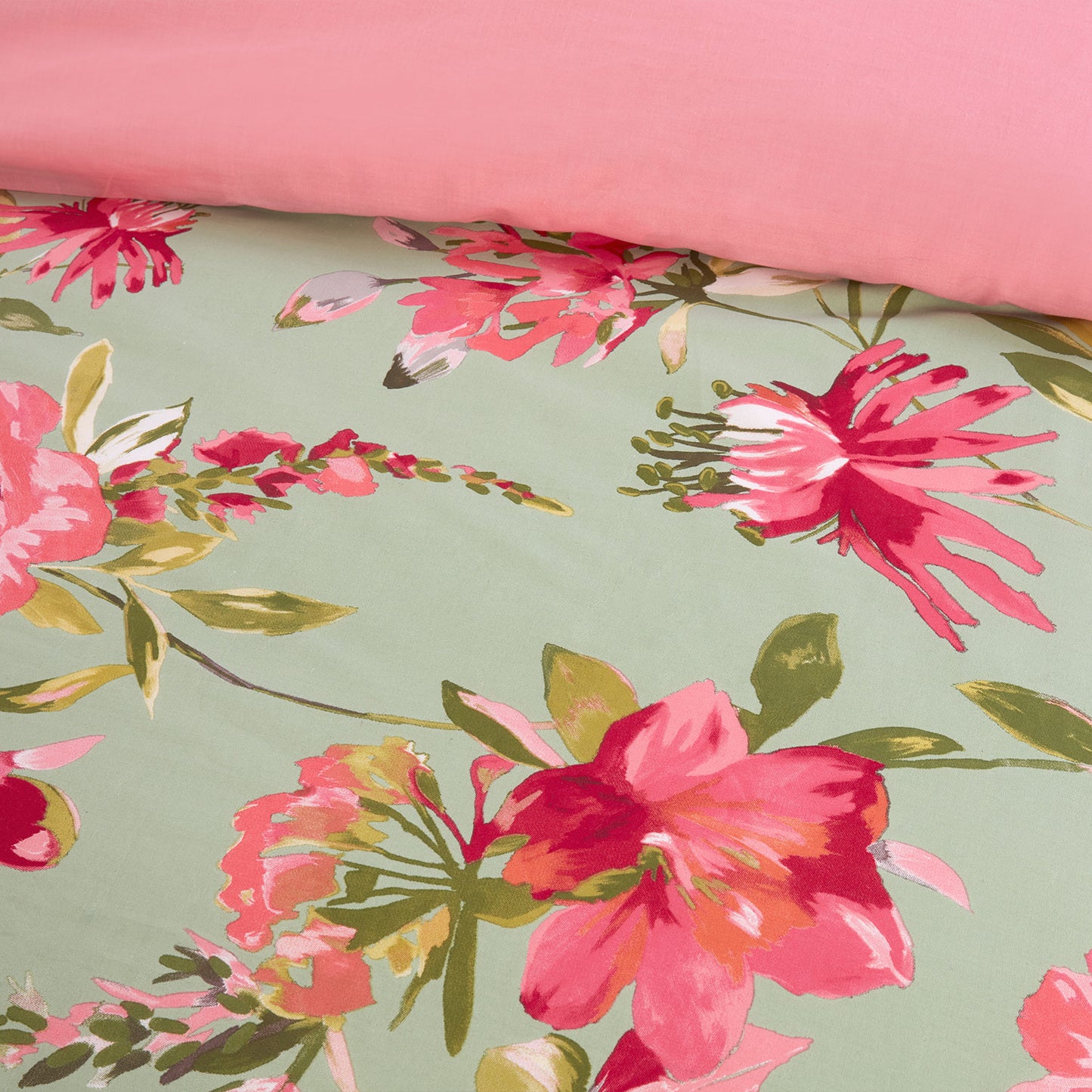 Lara Sage Floral Reversible Duvet Set