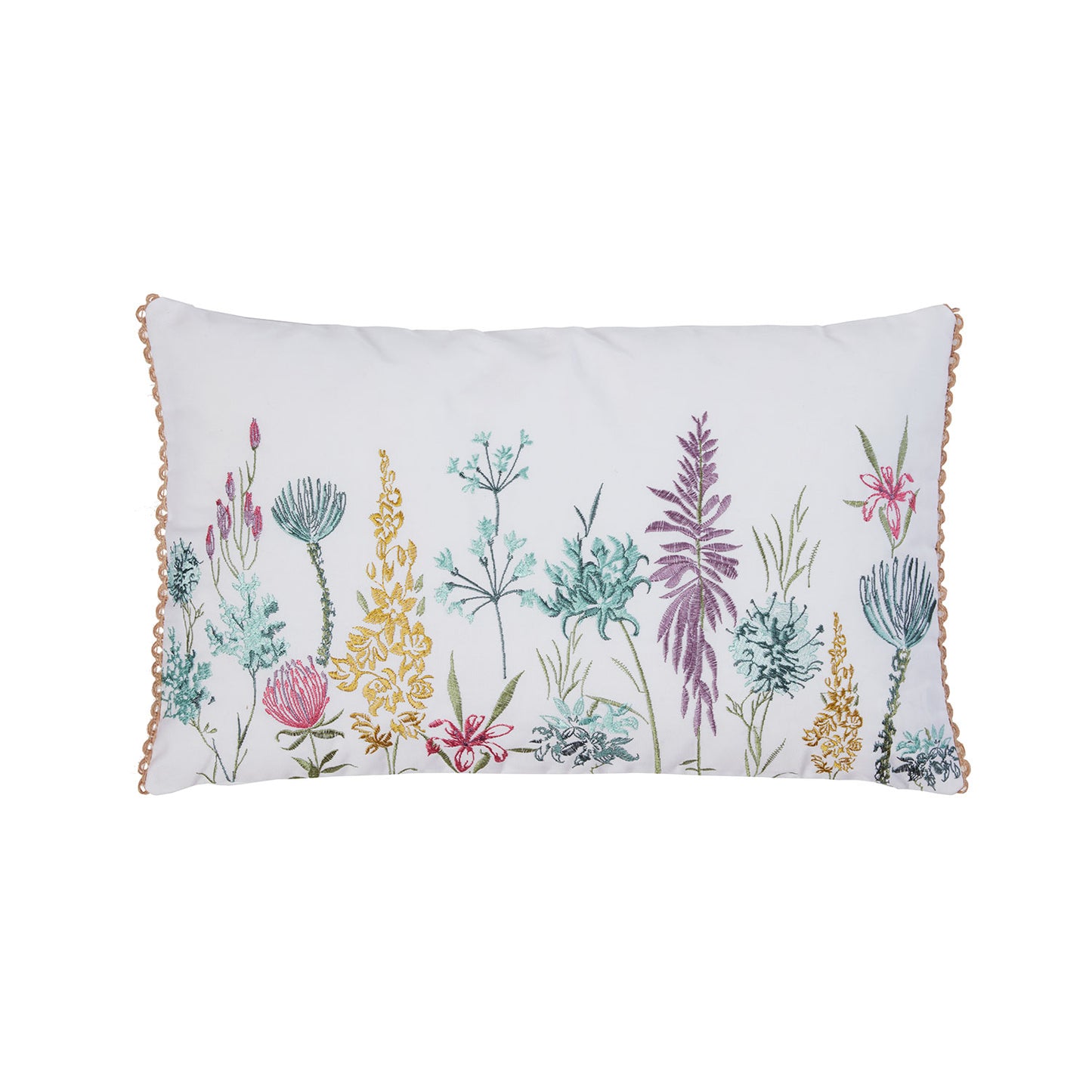 Lily Embroidered Wildflower Cushion (30cm x 50cm)
