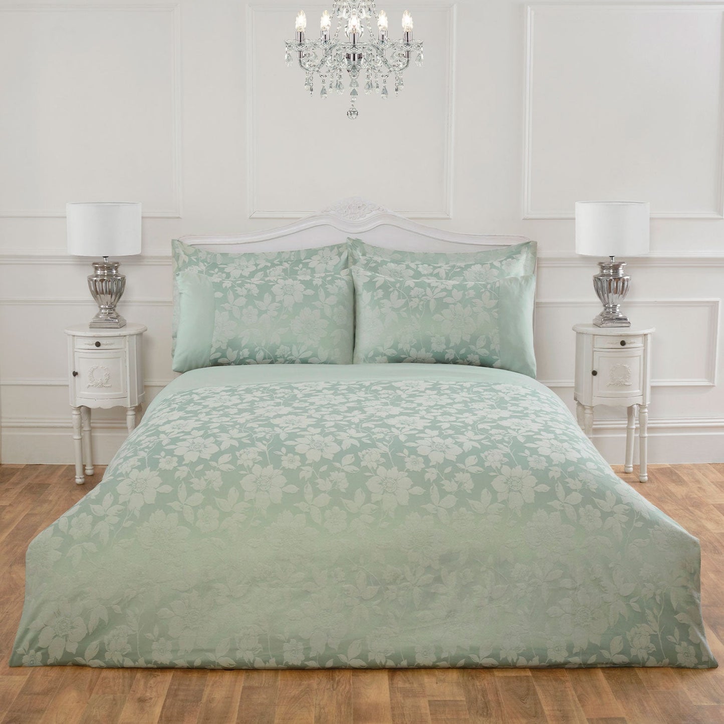 Lottie Soft Green Luxury Jacquard 6 Piece Bedding Bundle
