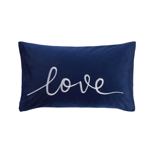 Love Navy Blue Velvet Cushion (30cm x 50cm)