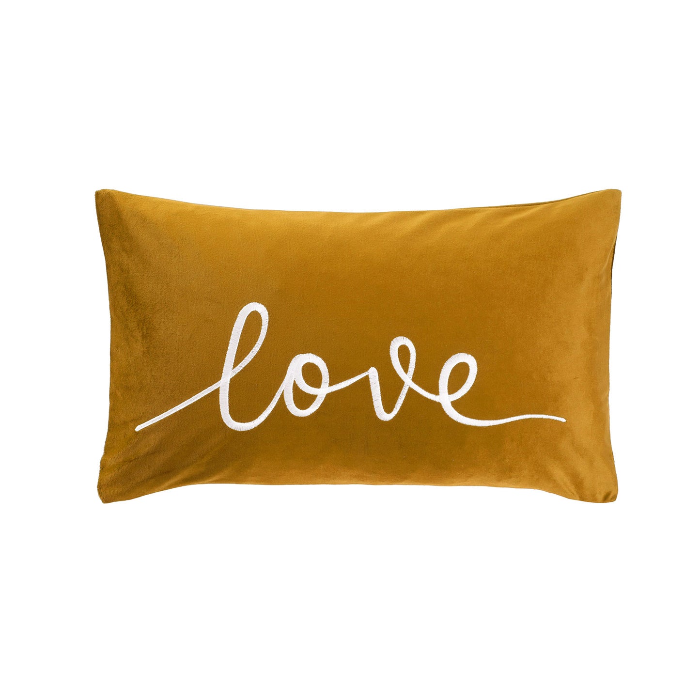 Love Ochre Yellow Velvet Cushion (30cm x 50cm)