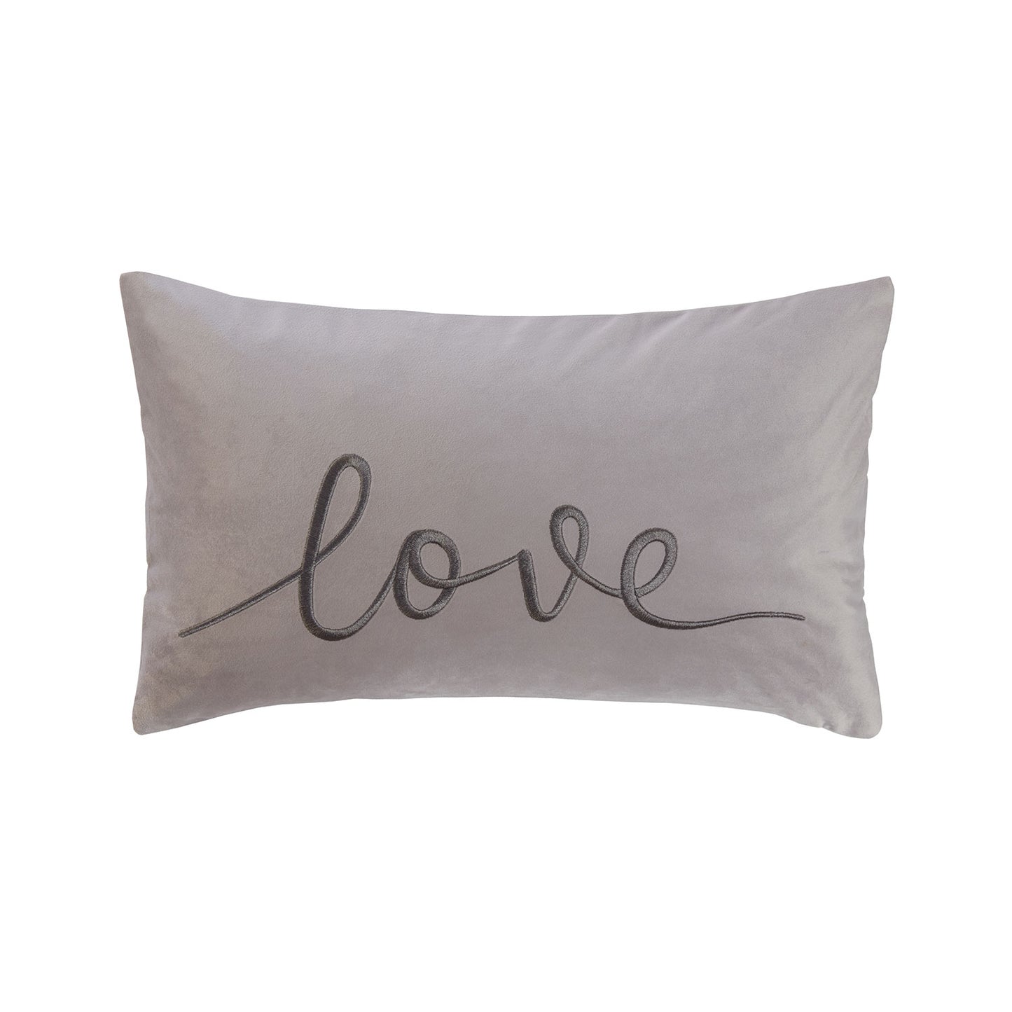 Love Silver Velvet Cushion (30cm x 50cm)