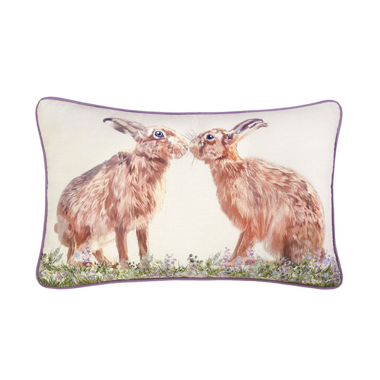 Love You Hare Print Canvas Boudoir Cushion (30cm x 50cm)