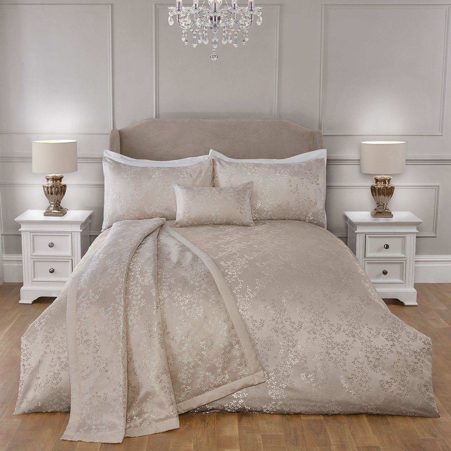 Melody Natural Luxury Jacquard Duvet Set