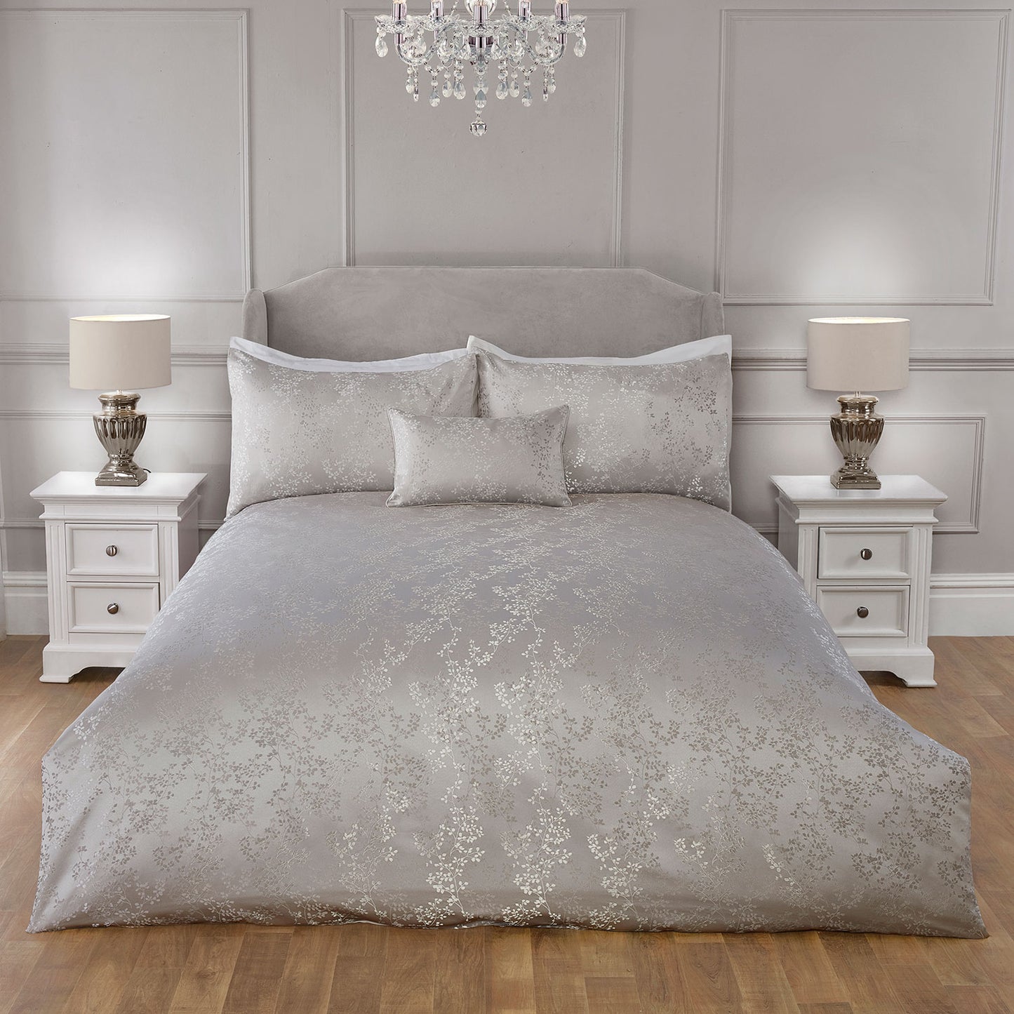 Melody Silver Luxury Jacquard Duvet Set
