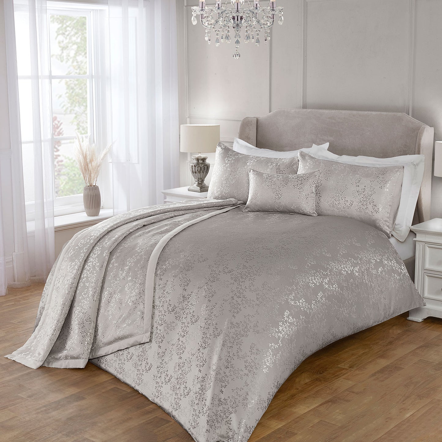 Melody Silver Luxury Jacquard Duvet Set