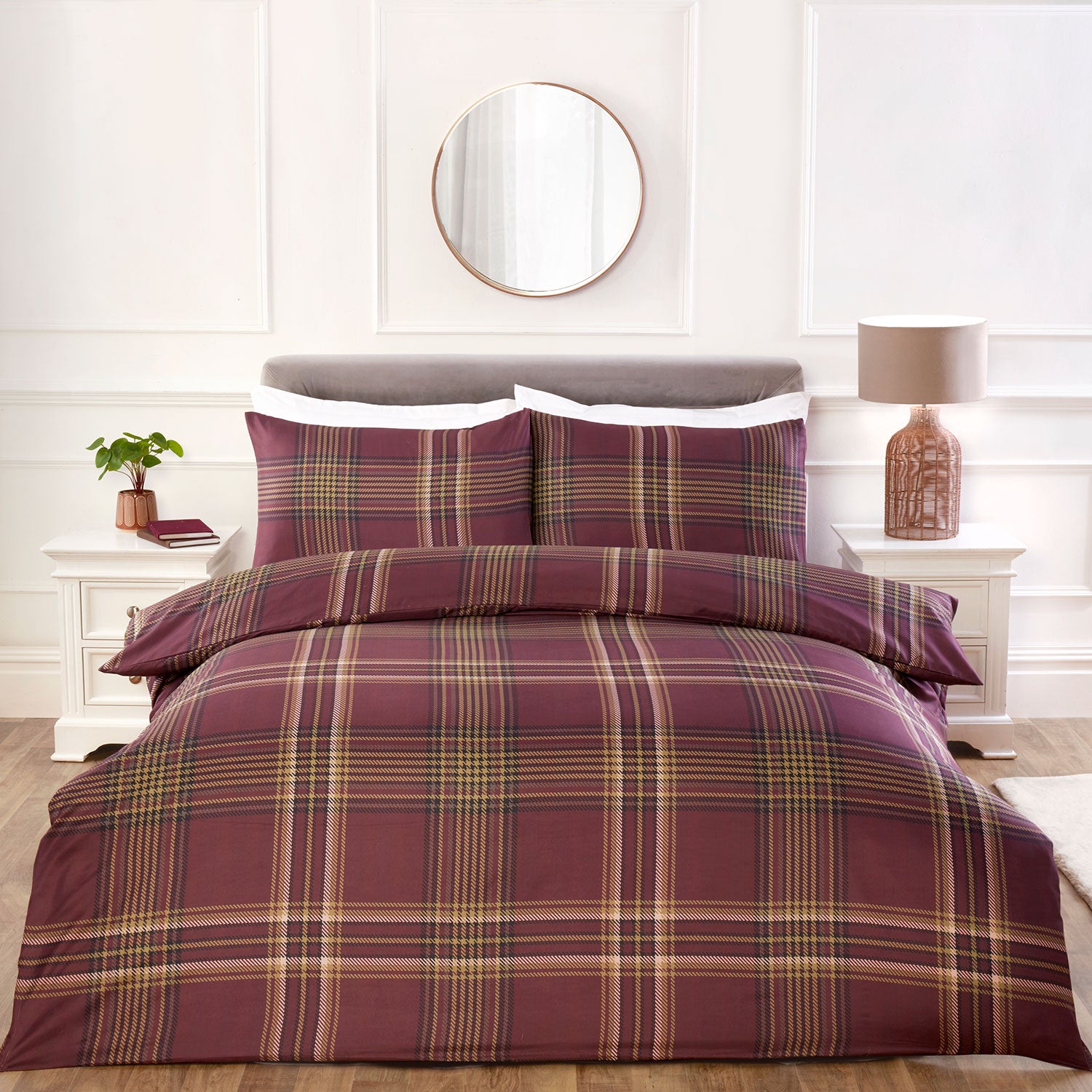 Purple Check Super Soft Duvet Set Julian Charles Home