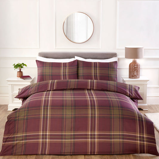 Morgan Purple Check Super Soft Duvet Set