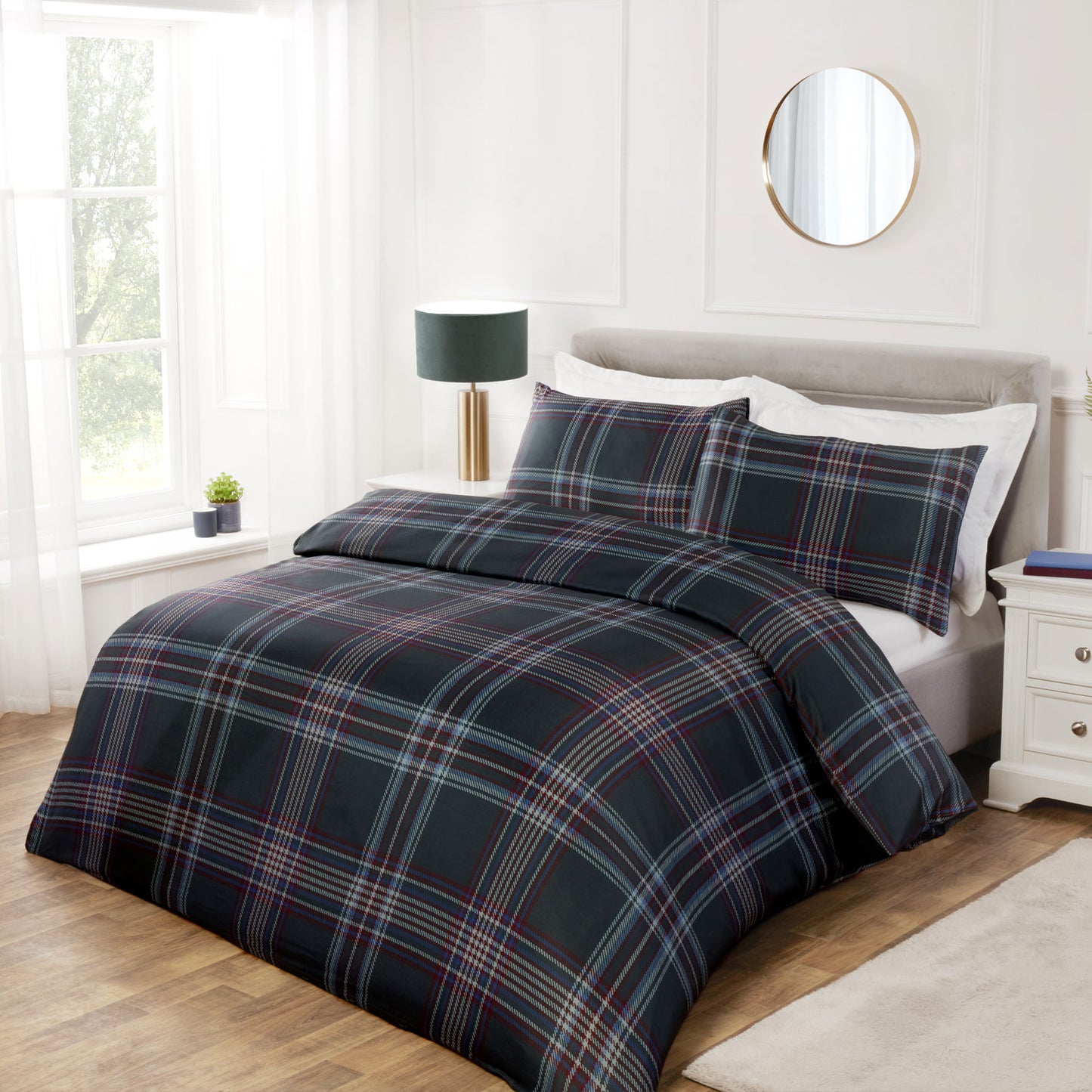 Morgan Green Check Super Soft Duvet Set