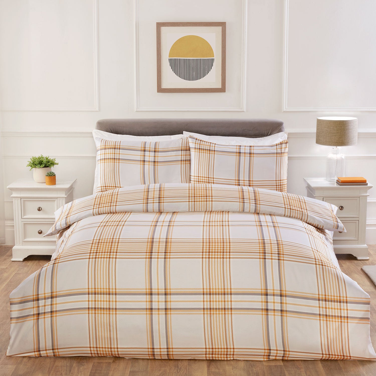 Ochre Check Super Soft Duvet Set Julian Charles Home