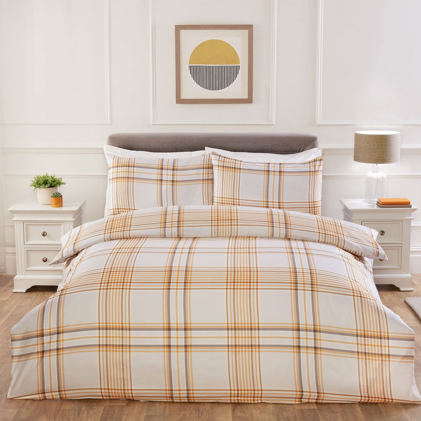 Morgan Ochre Check Super Soft Duvet Set