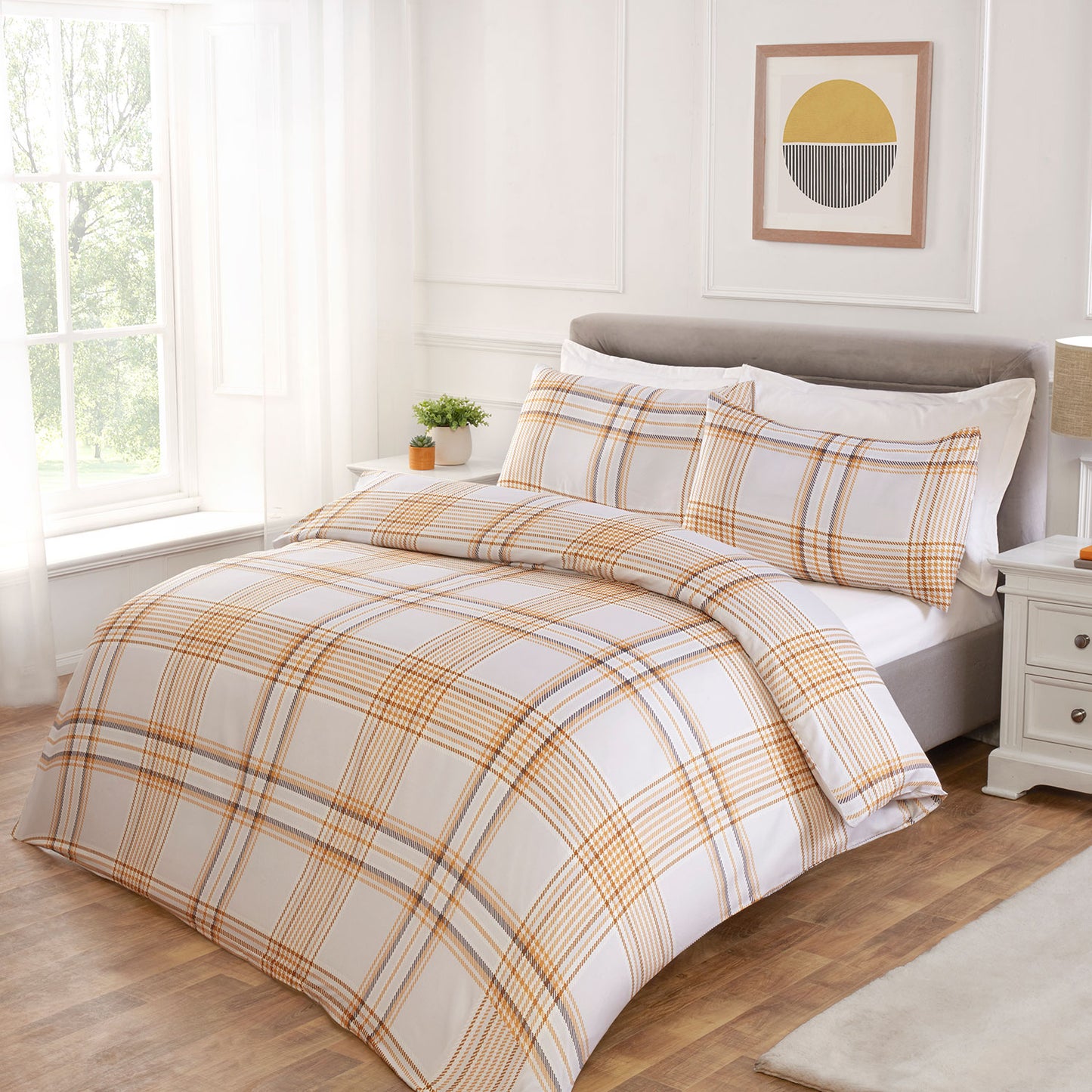 Morgan Ochre Check Super Soft Duvet Set