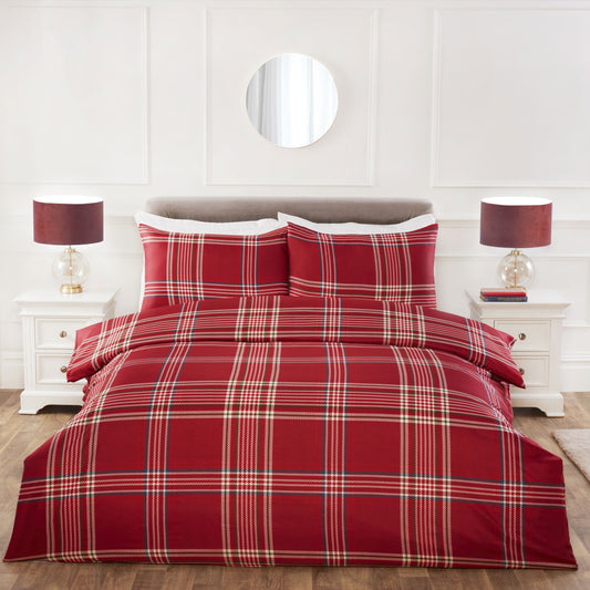 Morgan Red Check Super Soft Duvet Set