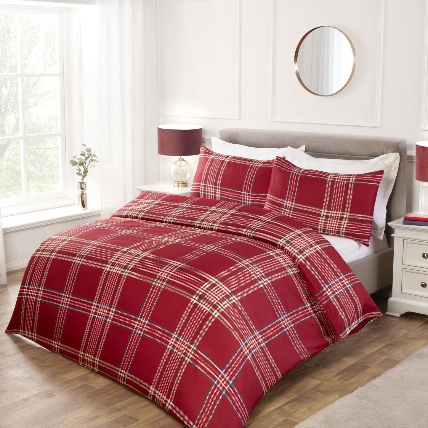 Morgan Red Check Super Soft Duvet Set