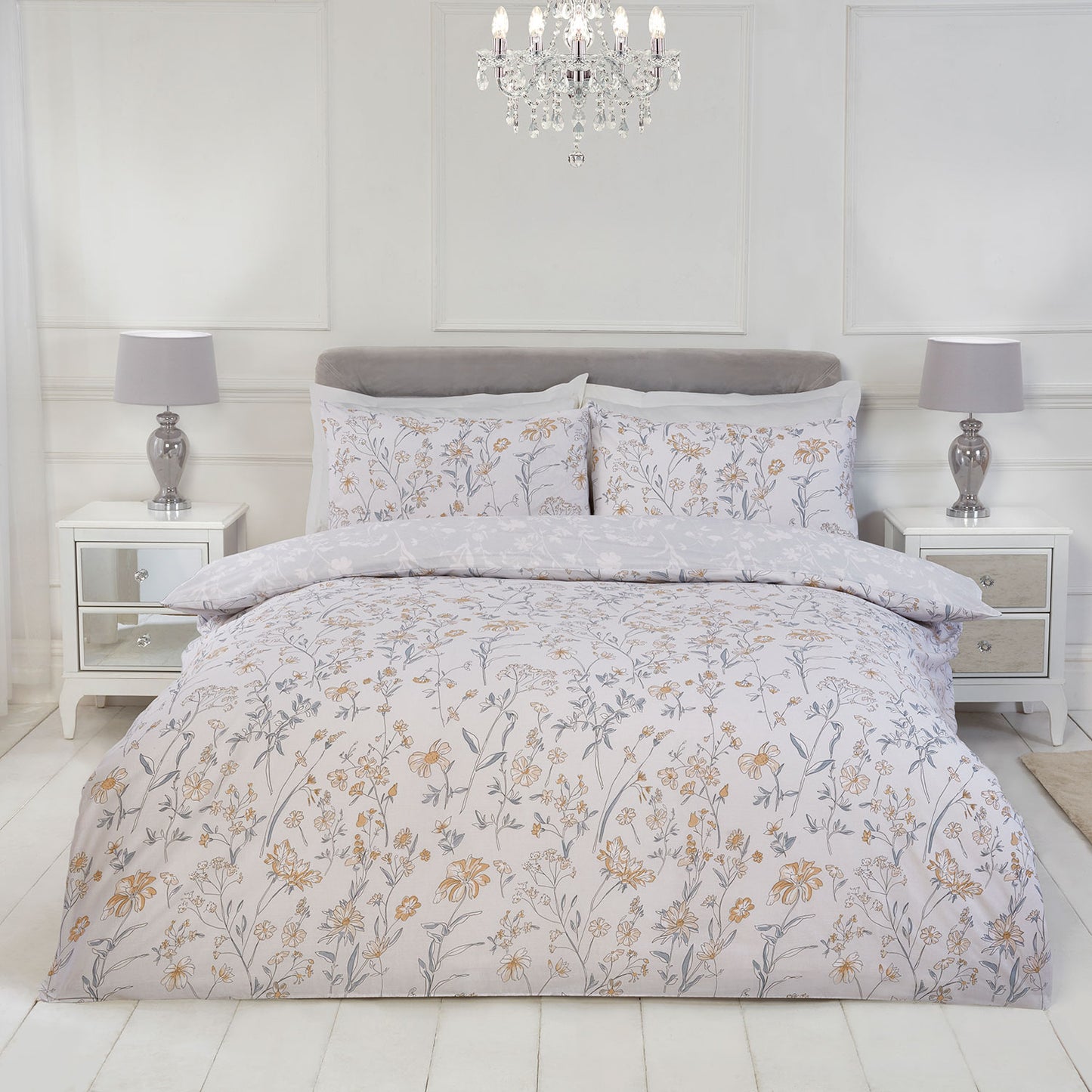 Ophelia Floral Natural Reversible Duvet Set