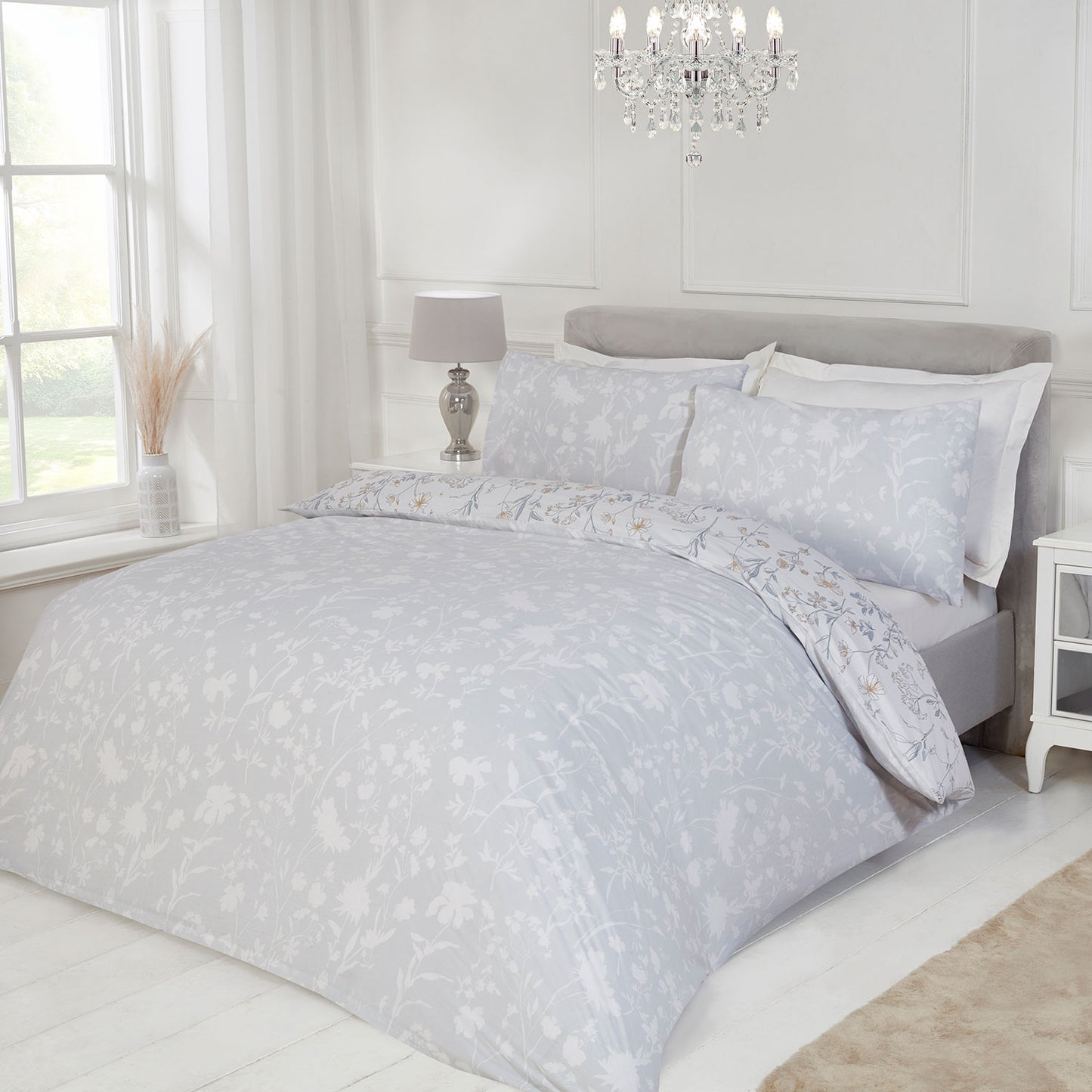 Ophelia Floral Natural Reversible Duvet Set
