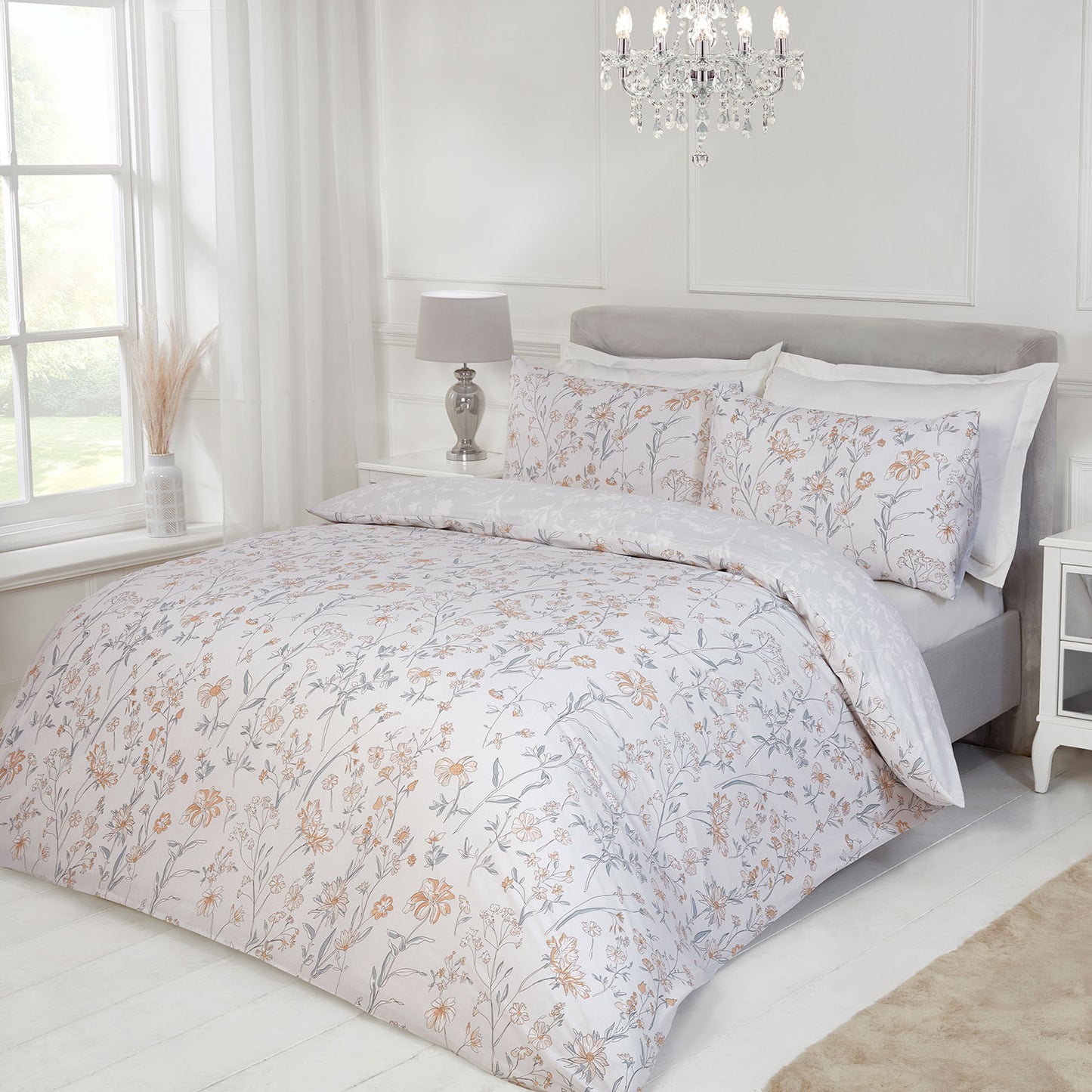 Ophelia Floral Natural Reversible Duvet Set