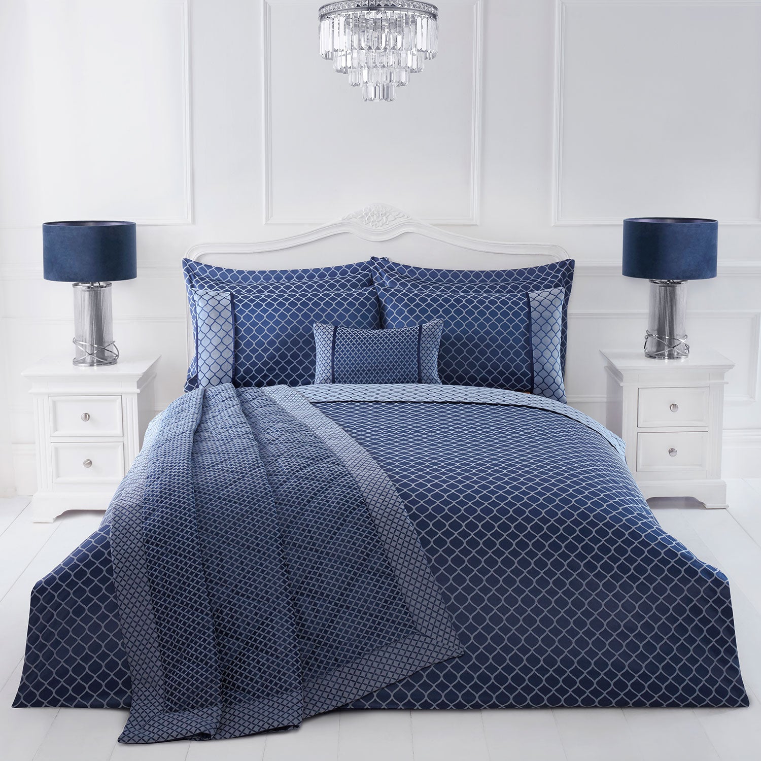 Othello Denim Blue Luxury Quilted Throw - Main Image